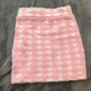 Meshki Pink and White Fuzzy Skirt